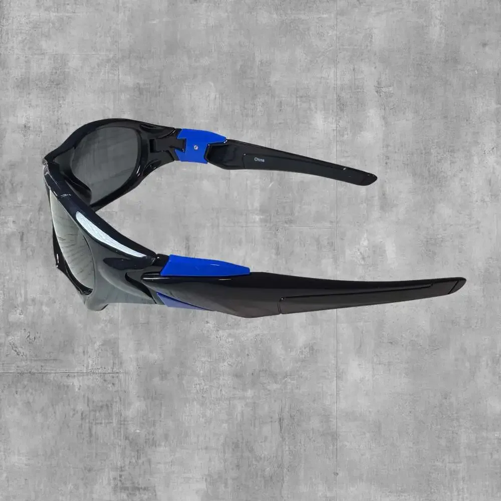 Unbranded Black and Blue Sport Wrap-Around Sunglasses